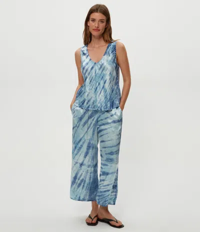 Michael Stars Sacha Double Dye Cropped Pant In Light Blue Combo