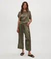 Michael Stars Sacha Satin Cropped Pant In Green