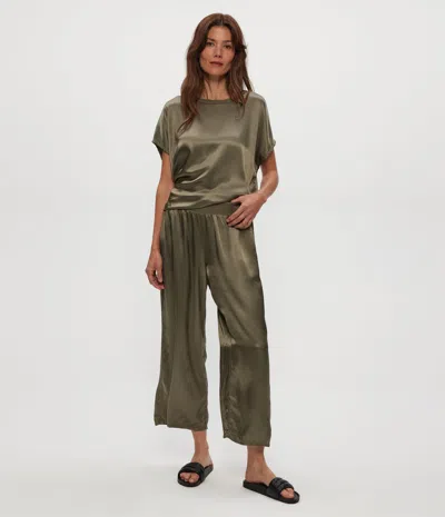 Michael Stars Sacha Satin Cropped Pant In Green