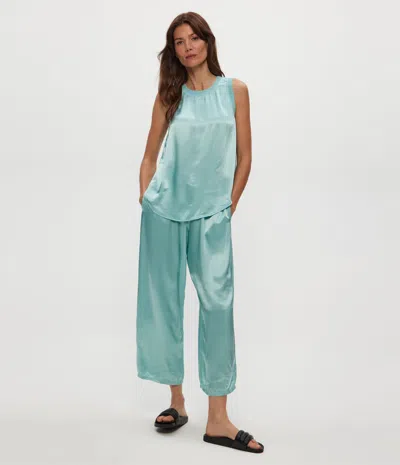 Michael Stars Sacha Satin Cropped Pant In Blue