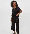 Michael Stars Sacha Satin Cropped Pant In Black