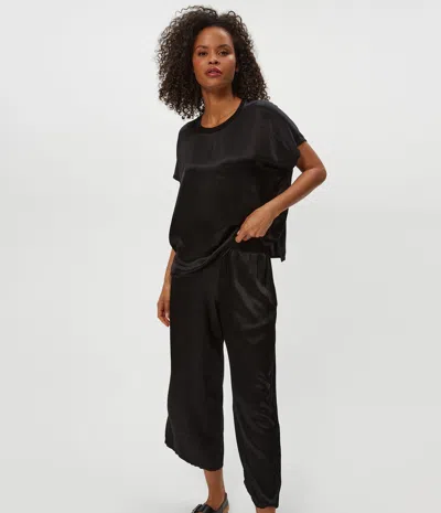 Michael Stars Sacha Satin Cropped Pant In Black