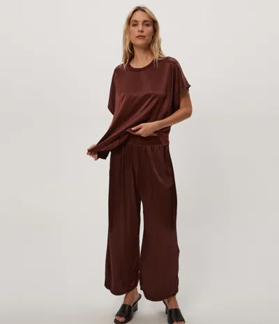 Michael Stars Sacha Satin Cropped Pant In Brown