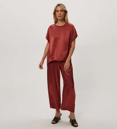 Michael Stars Sacha Satin Cropped Pant In Brown