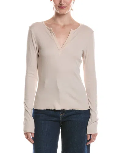 Michael Stars Salem Mixed Henley Top In Neutral