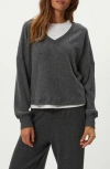 Michael Stars Salma Waffle Stitch V-neck Knit Top In Gray