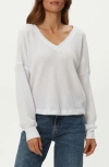 Michael Stars Salma Waffle Stitch V-neck Knit Top In White