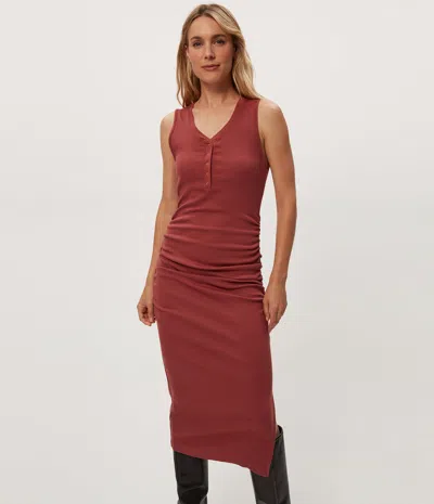 Michael Stars Samira Henley Midi Dress In Brown