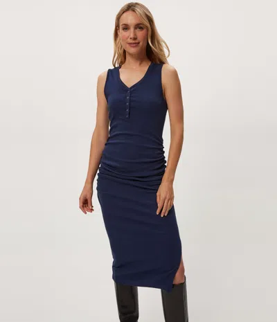 Michael Stars Samira Henley Midi Dress In Blue