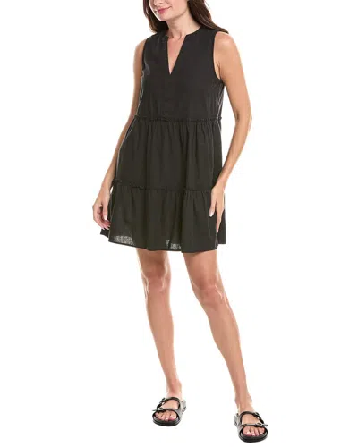 Michael Stars Sandra Linen-blend Mini Dress In Black