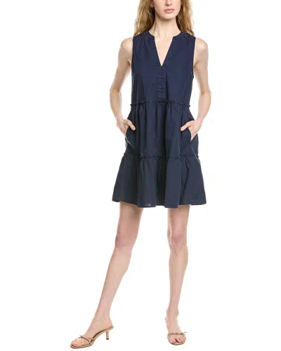 Michael Stars Sandra Linen-blend Mini Dress In Blue