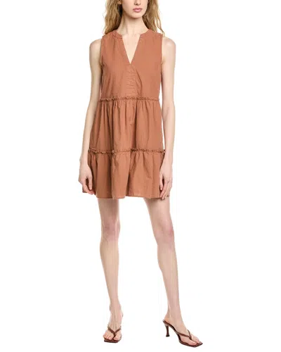 Michael Stars Sandra Linen-blend Mini Dress In Brown