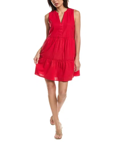 Michael Stars Sandra Linen-blend Mini Dress In Red