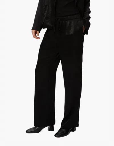 Michael Stars Sanji Hammered Satin Drawstring Pants In Black