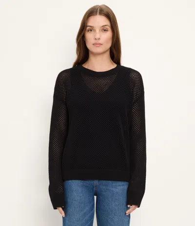 Michael Stars Sara Mesh Stitch Pullover In Black