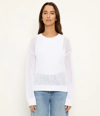 Michael Stars Sara Sheer Cotton Mesh Sweater In White