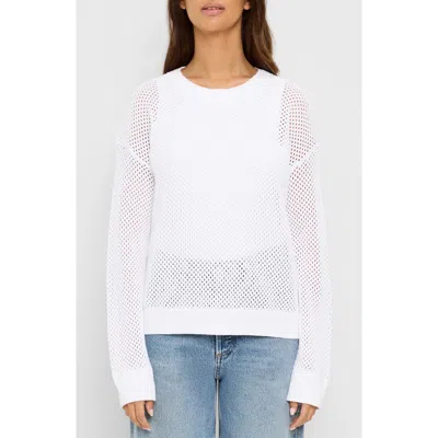 Michael Stars Sara Sheer Cotton Mesh Sweater In White