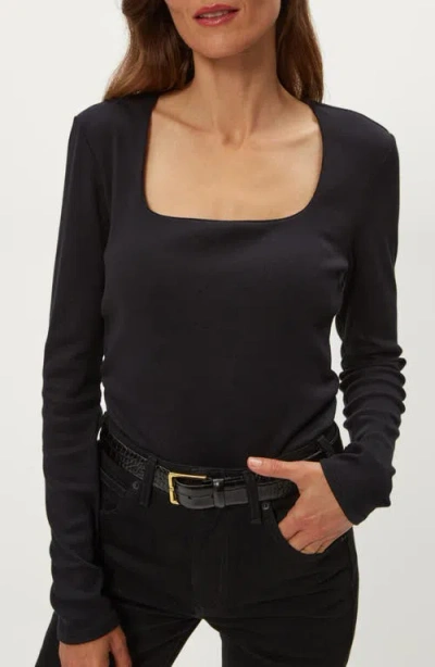 Michael Stars Sarah Long Sleeve Square Neck T-shirt In Black