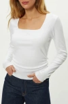 Michael Stars Sarah Long Sleeve Square Neck T-shirt In White