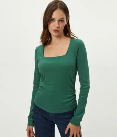 Michael Stars Sarah Square Neck Tee In Green