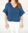 Michael Stars Savanah Double Gauze Top In Blue In Blue