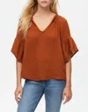 Michael Stars Savanah Double Gauze Top In Rust In Multi