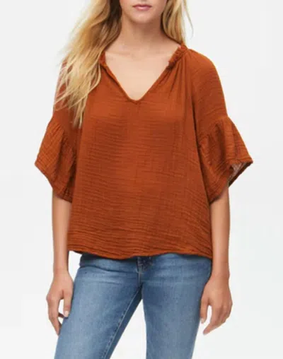 Michael Stars Savanah Double Gauze Top In Rust In Multi