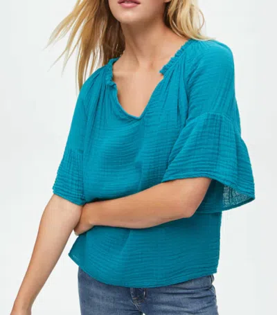 Michael Stars Savanah Double Gauze Top In Teal In Blue