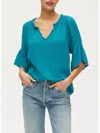 Michael Stars Savannah Flutter Sleeve Top In Deep Teal In Blue