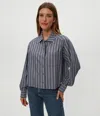Michael Stars Scarlet Cropped Button Down Shirt In Animal Print