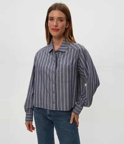 Michael Stars Scarlet Cropped Button Down Shirt In Animal Print