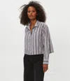 Michael Stars Scarlet Cropped Button Down Shirt In Multi