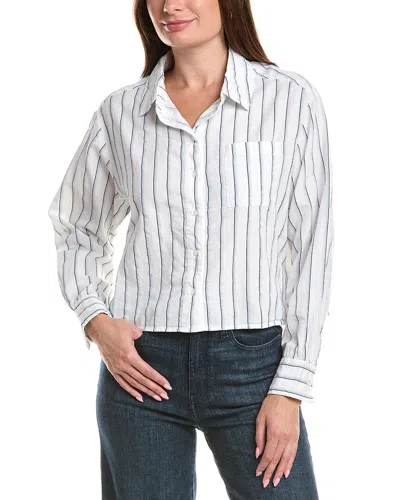 Michael Stars Scarlet Cropped Button Down Shirt In White