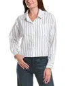 Michael Stars Beau Oversized Button Down Shirt In Navy Stripe In Blue