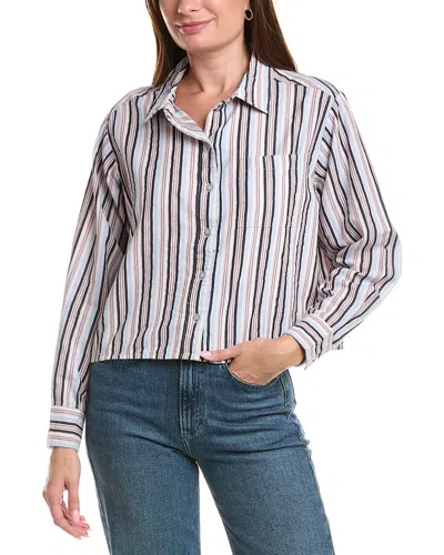 Michael Stars Scarlet Cropped Button Down Shirt In White