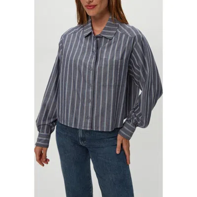 Michael Stars Scarlet Stripe Crop Button-up Shirt In Gray