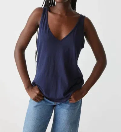 Michael Stars Scarlett Double V Tank Top In Nocturnal In Blue