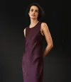Michael Stars Seema Hammered Satin Midi Dress In Beetroot