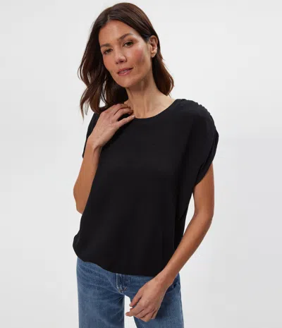 Michael Stars Sharon Shirred Bubble Top In Black
