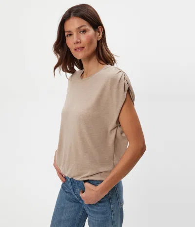 Michael Stars Sharon Shirred Bubble Top In Brown