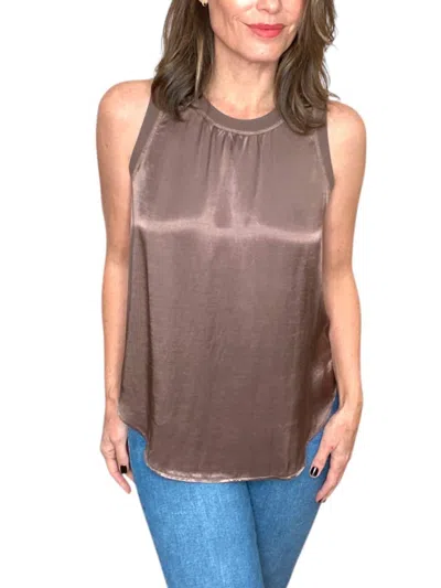 Michael Stars Shay Rib Binding Tank In Cobblestone In Brown