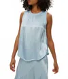 Michael Stars Shay Rib Binding Tank In Fountain In Blue