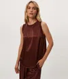 Michael Stars Shay Satin Tank In Brown