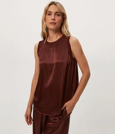 Michael Stars Shay Satin Tank In Brown