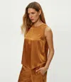 Michael Stars Shay Satin Tank In Brown