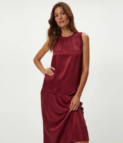 Michael Stars Shay Satin Tank In Burgundy