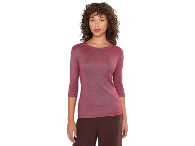 Michael Stars Shine Dora 3/4 Sleeve Crew Neck Shirt Women's T Shirt Claret (us 0-12) In Brown