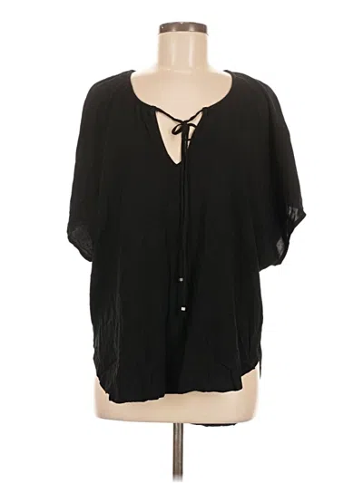 Pre-owned Michael Stars Short Sleeve Blouse In Black