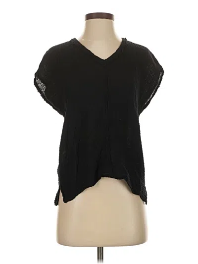 Pre-owned Michael Stars Short Sleeve Blouse In Black