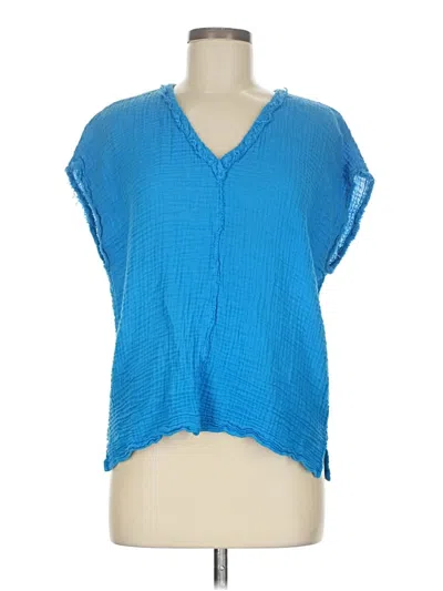 Pre-owned Michael Stars Short Sleeve Blouse In Blue